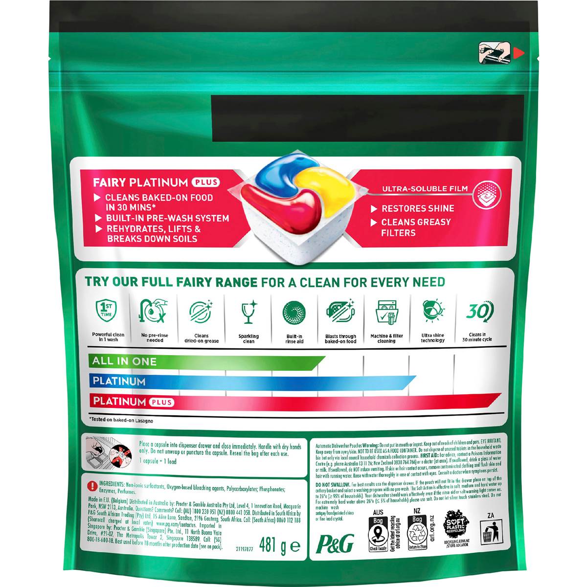 Fairy Platinum Plus 30 Min Miracle Dishwashing Tablets Lemon 31 Pack