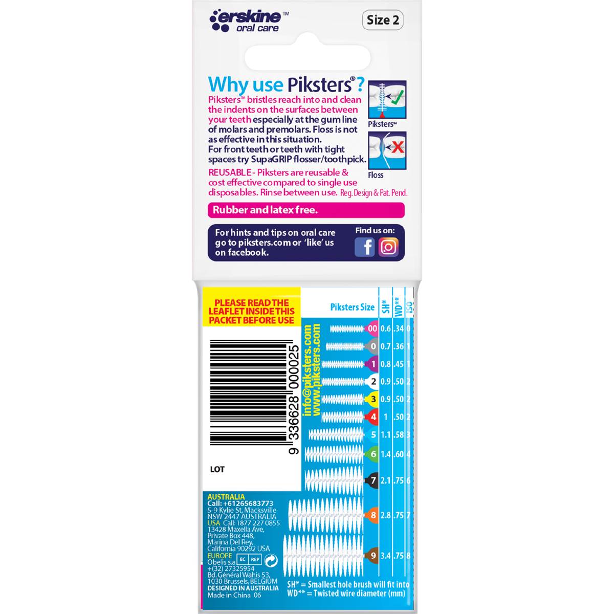 Piksters Interdental Brushes Size 2 10 Pack Woolworths