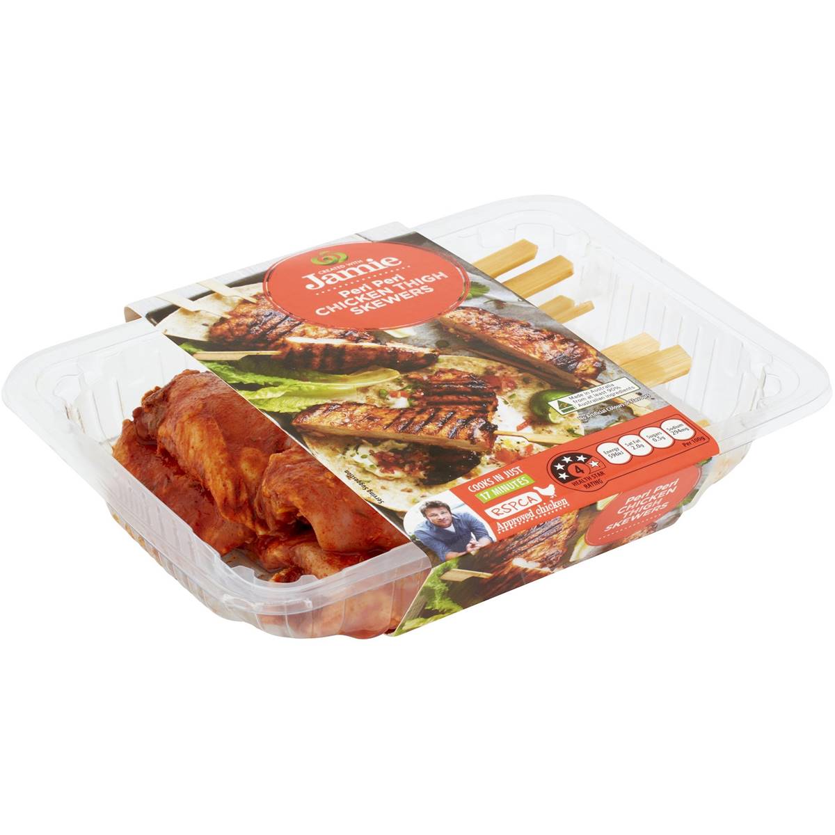 Created With Jamie Peri Peri Chicken Thigh Skewers 450g - 550g | Woolworths