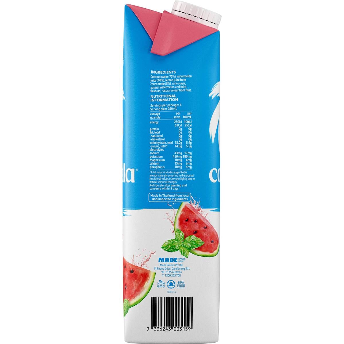Cocobella Coconut Water & Watermelon Mint 1l Woolworths