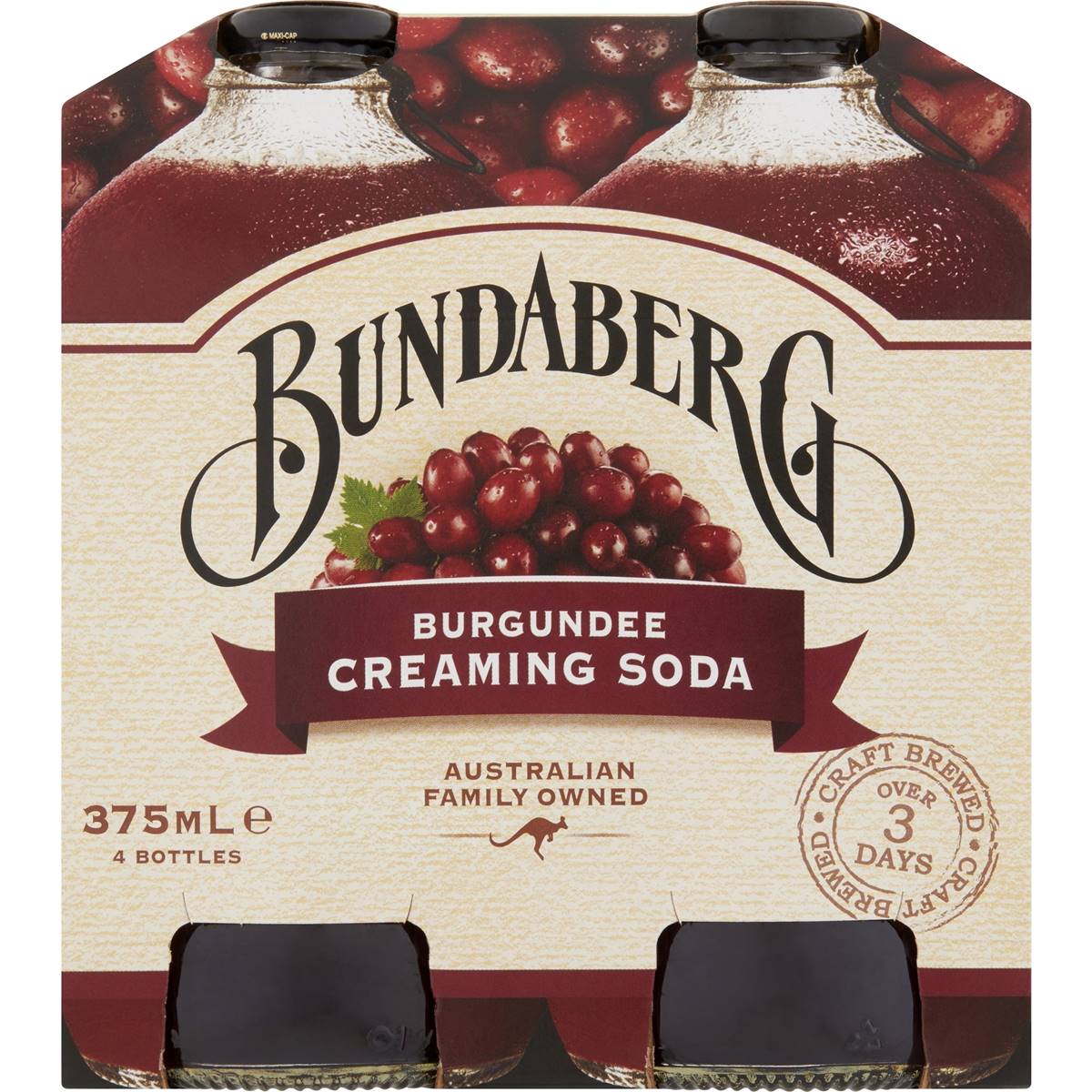 Bundaberg Burgundee Creaming Soda 375ml X4 Pack | Woolworths