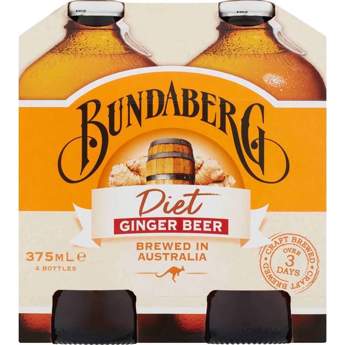 Bundaberg Diet Ginger Beer 375ml X4 Pack Woolworths