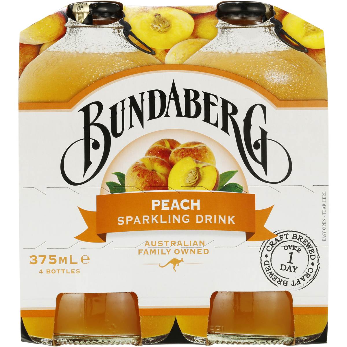 Bundaberg Sparkling Peach Sparkling Drink 4x375ml | Woolworths