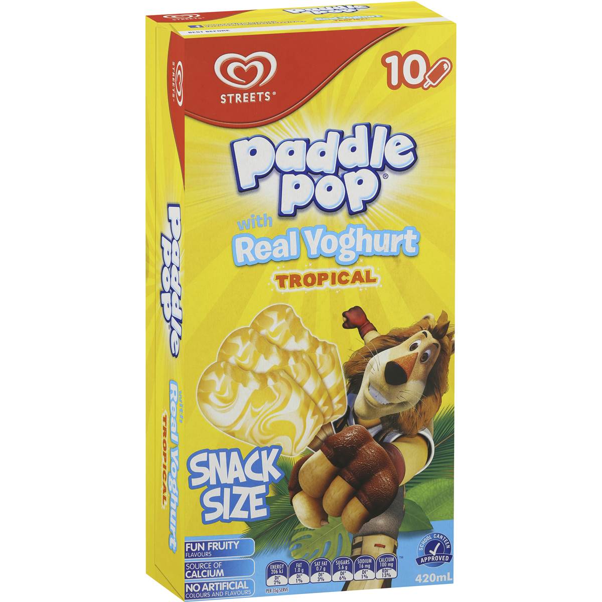 Streets Paddle Pop Snack Size Ice Cream Tropical Yoghurt 10pk 420ml ...