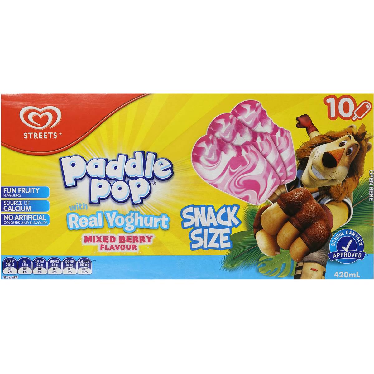 Streets Paddle Pop Ice Cream Mixed Berry Yoghurt 10pk 420ml Woolworths
