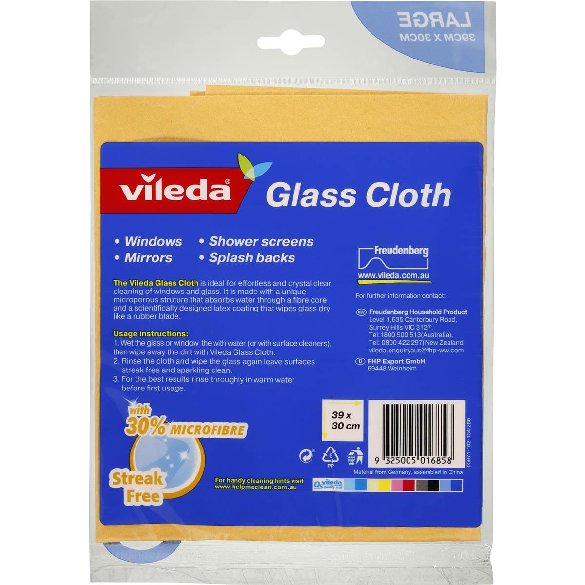 Vileda Glass Cloth 1pk Woolworths