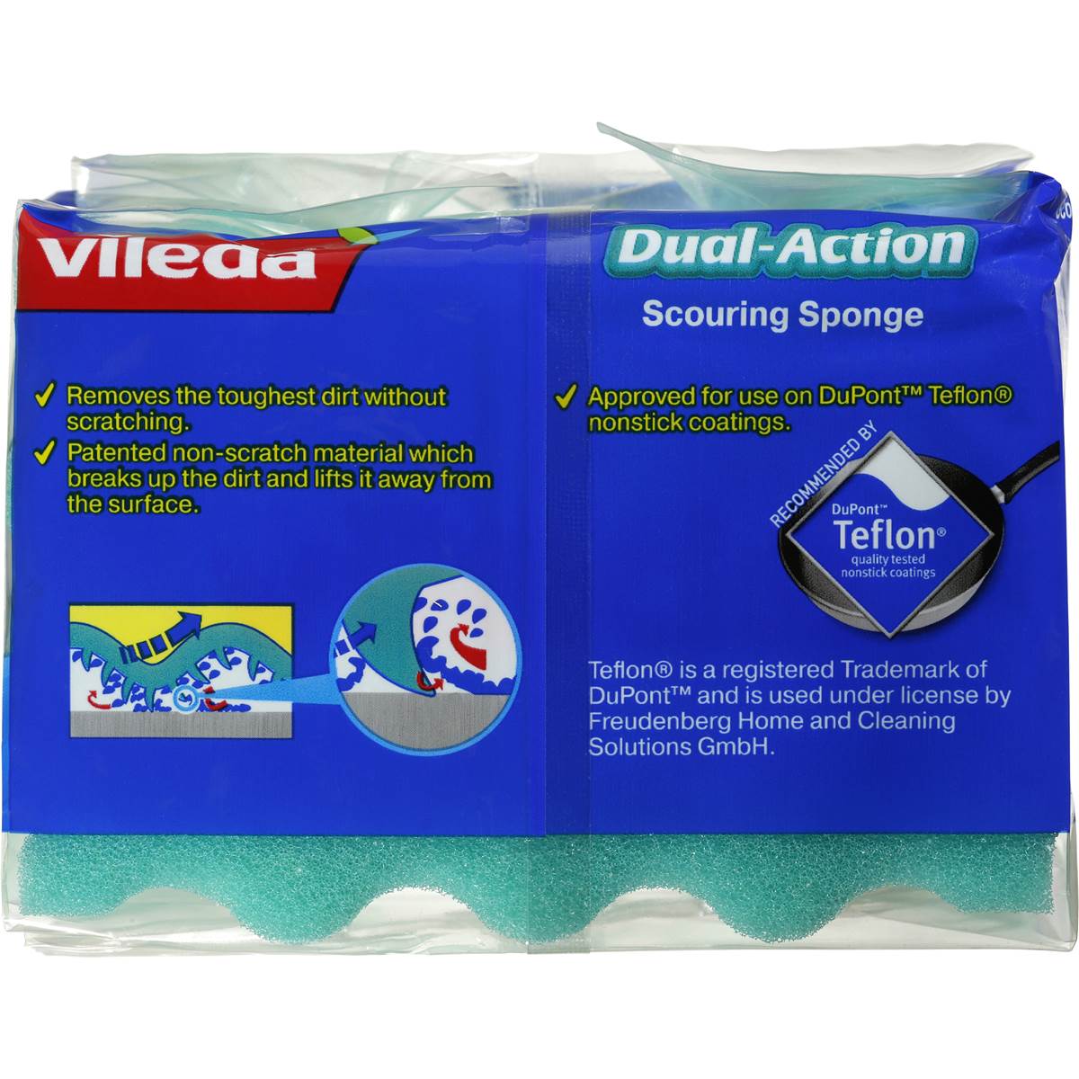 Vileda Dual Action Sponge Scourer 3pk | Woolworths