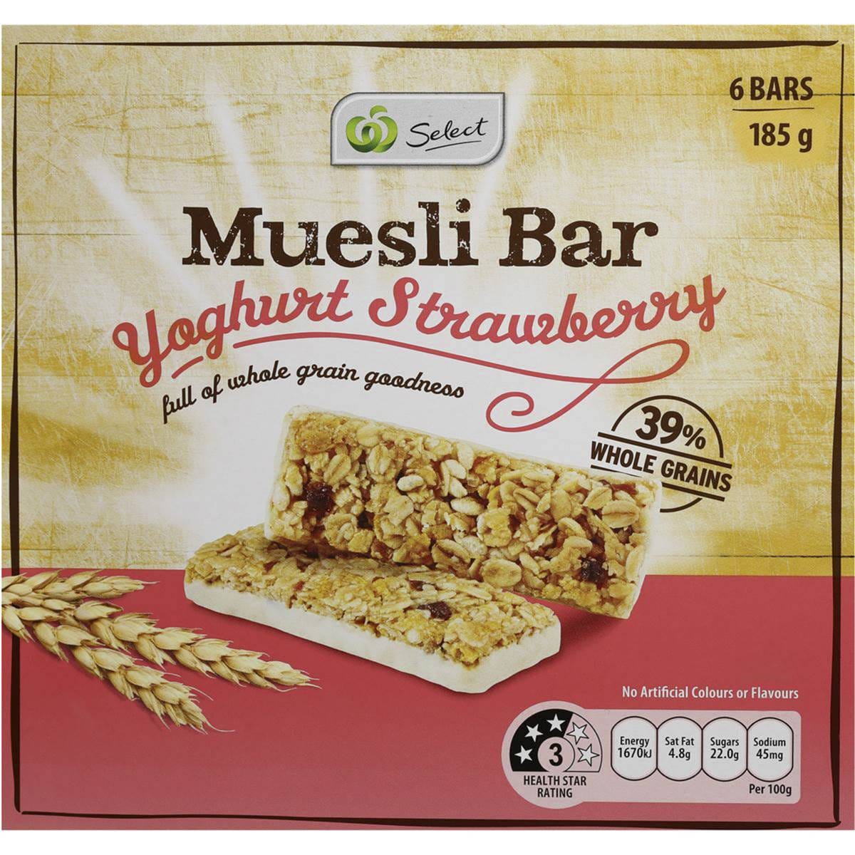 Woolworths Muesli Bars Strawberry Yoghurt 185g Woolworths