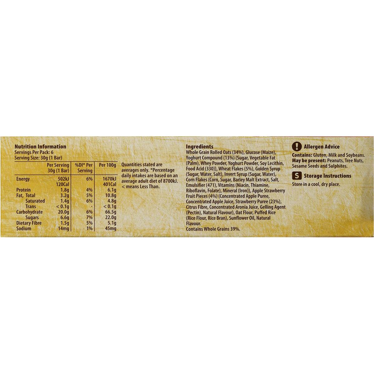 Woolworths Muesli Bars Strawberry Yoghurt 185g Woolworths