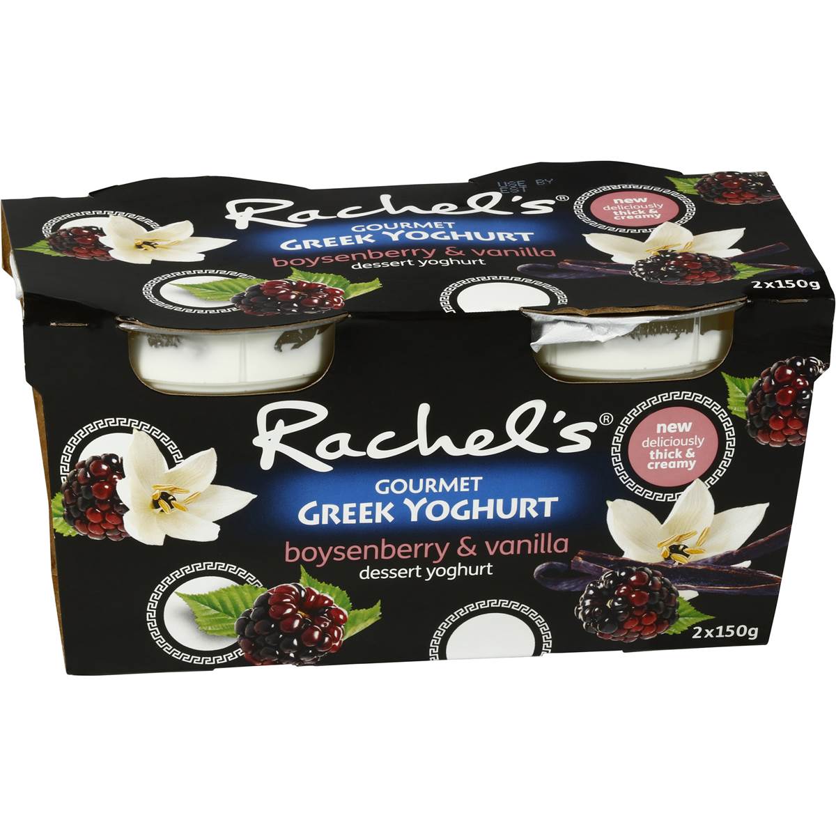 Rachel's Gourmet Greek Yoghurt Boysenberry & Vanilla 2x150g Woolworths