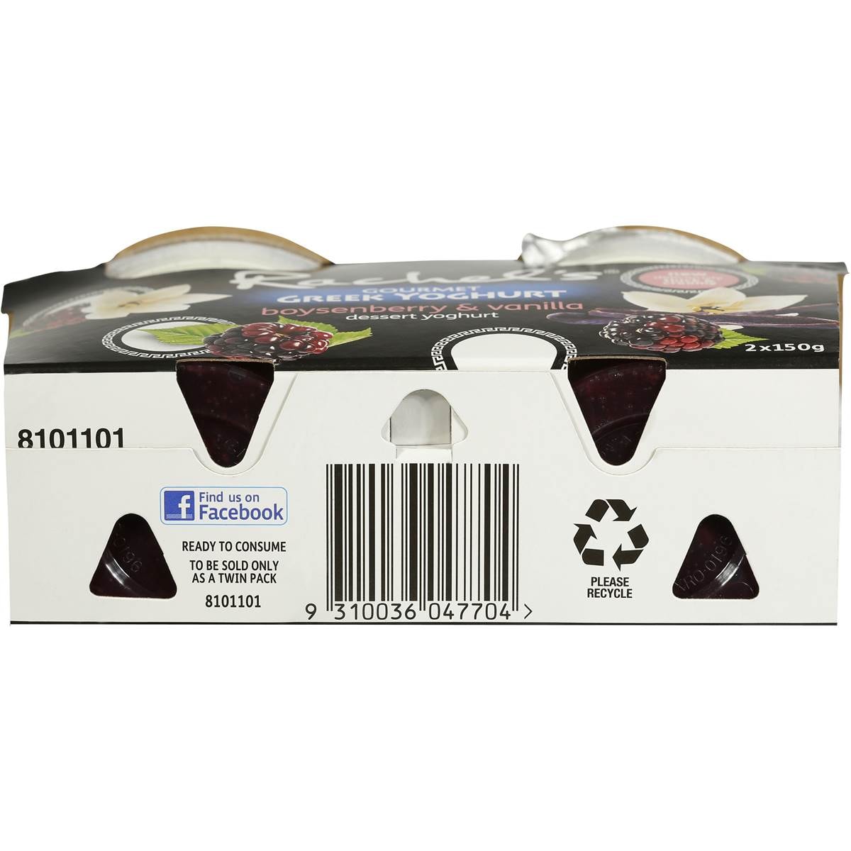 Rachel's Gourmet Greek Yoghurt Boysenberry & Vanilla 2x150g Woolworths