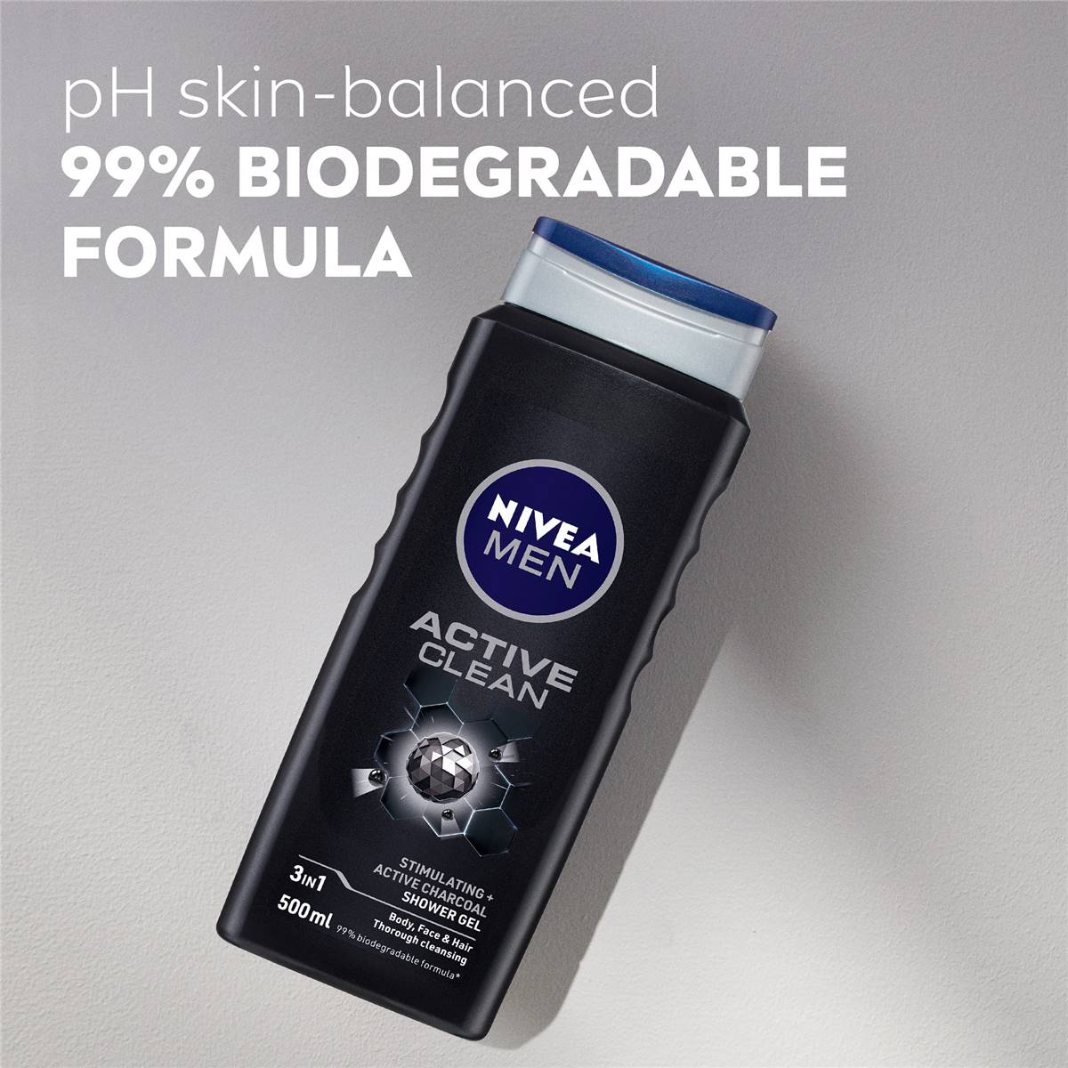 Nivea Men Active Clean 3 In 1 Shower Gel & Body Wash 500ml Woolworths