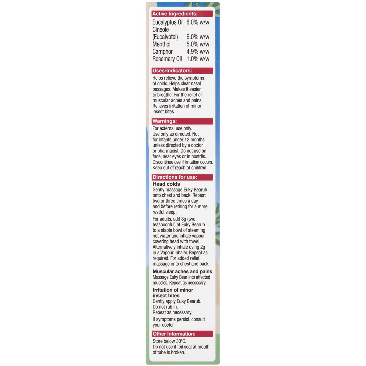 Euky Bearub Eucalyptus Chest Rub 50g Woolworths