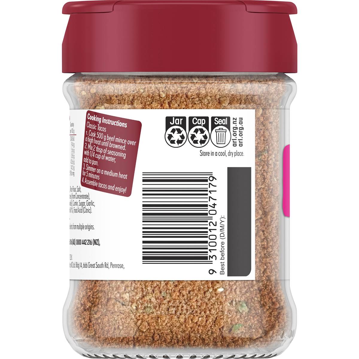 Masterfoods Taco Spice Blend Mild 143g Woolworths