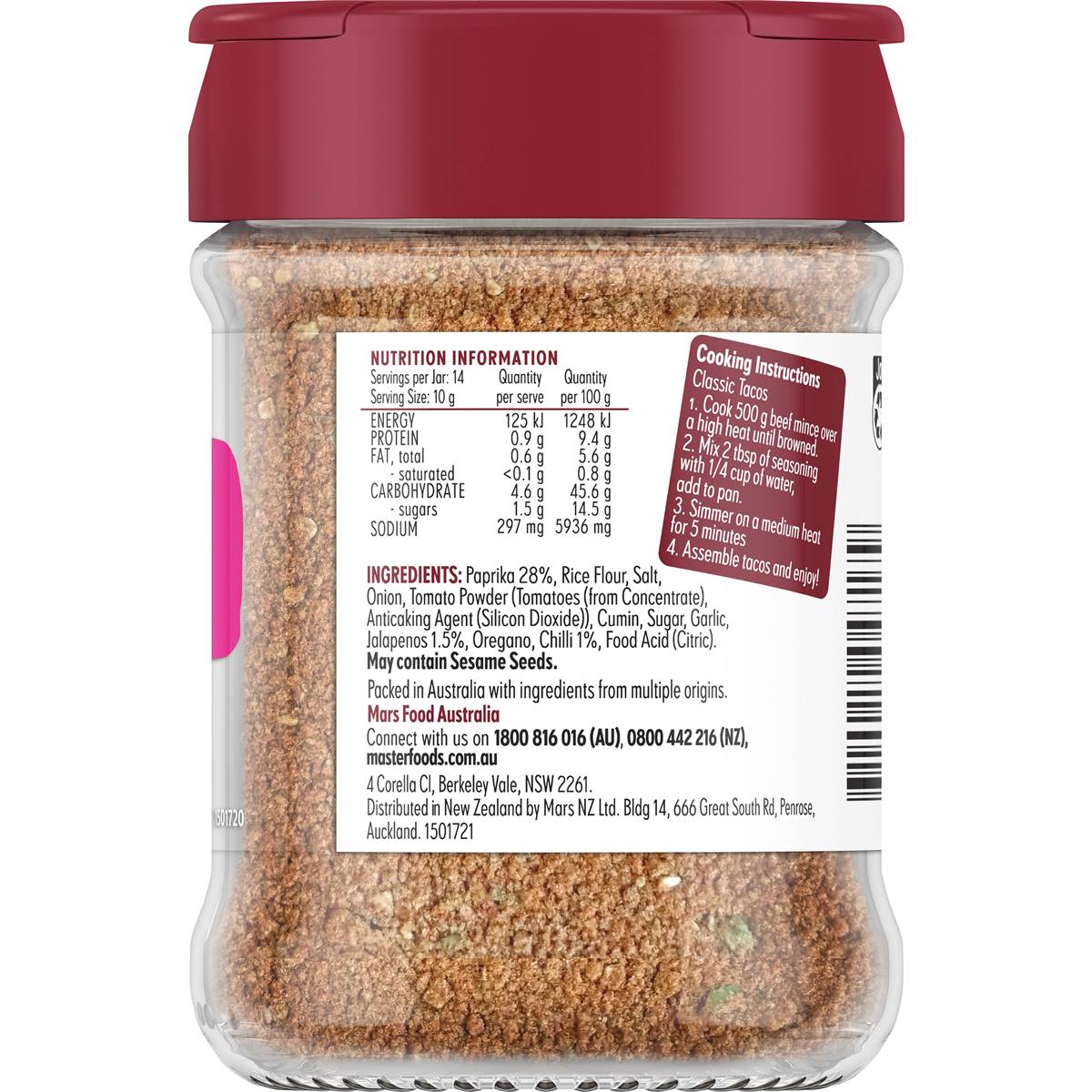 Masterfoods Taco Spice Blend Mild 143g Woolworths