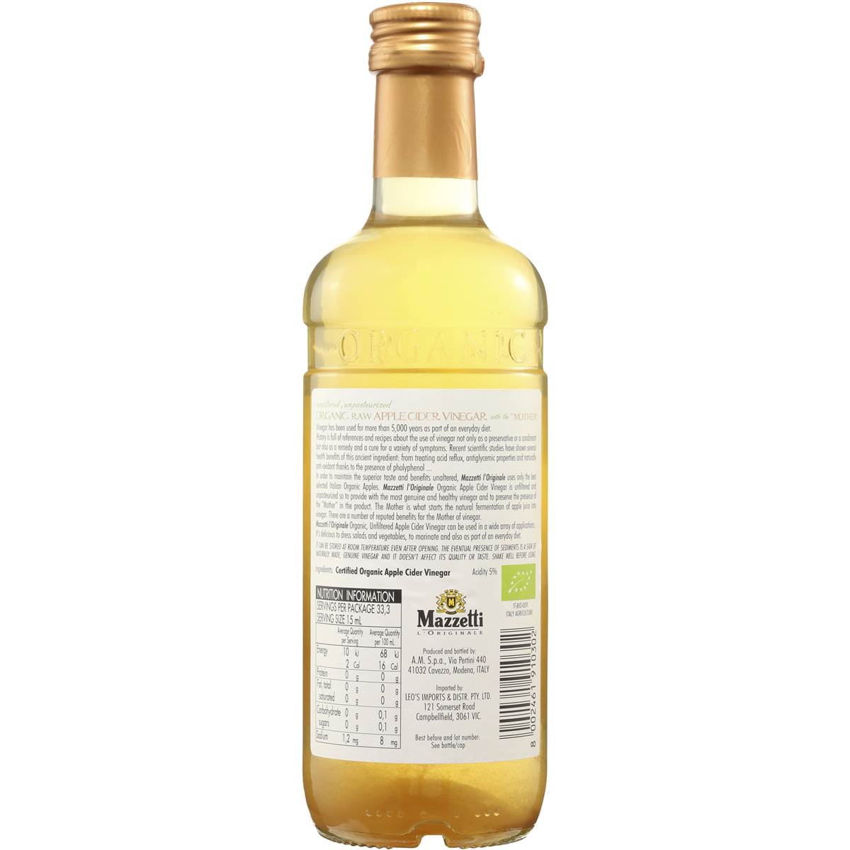 Mazzetti Apple Cider Vinegar With Mother 500ml Woolworths