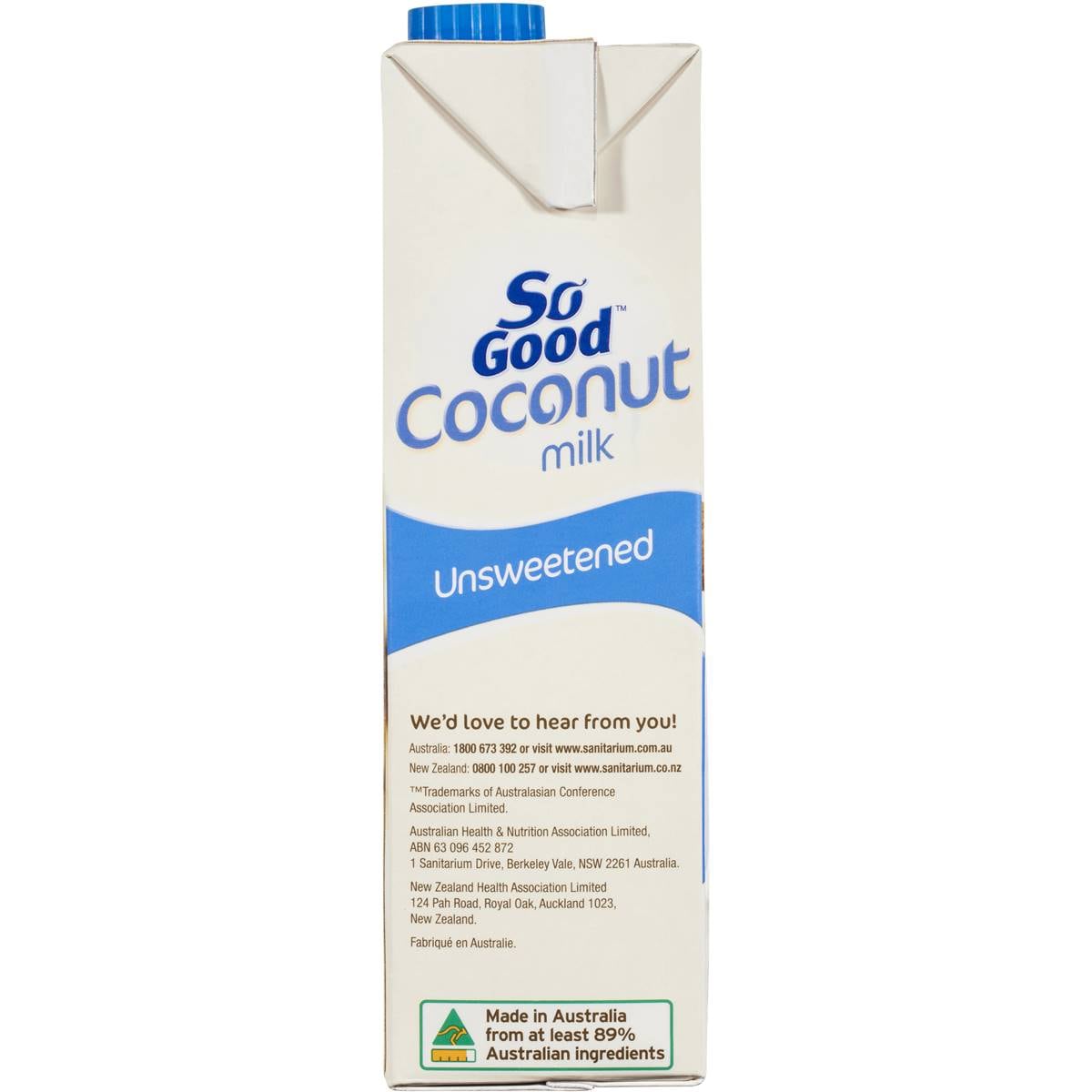 Sanitarium So Good Unsweetened Coconut Milk 1l Woolworths