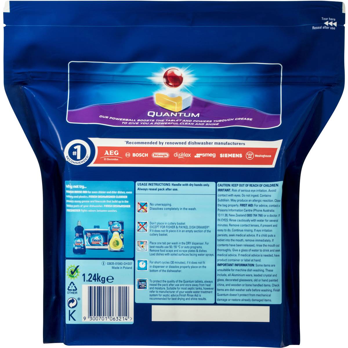 Finish Powerball Quantum Dishwasher Tablets Lemon 80 Pack Woolworths