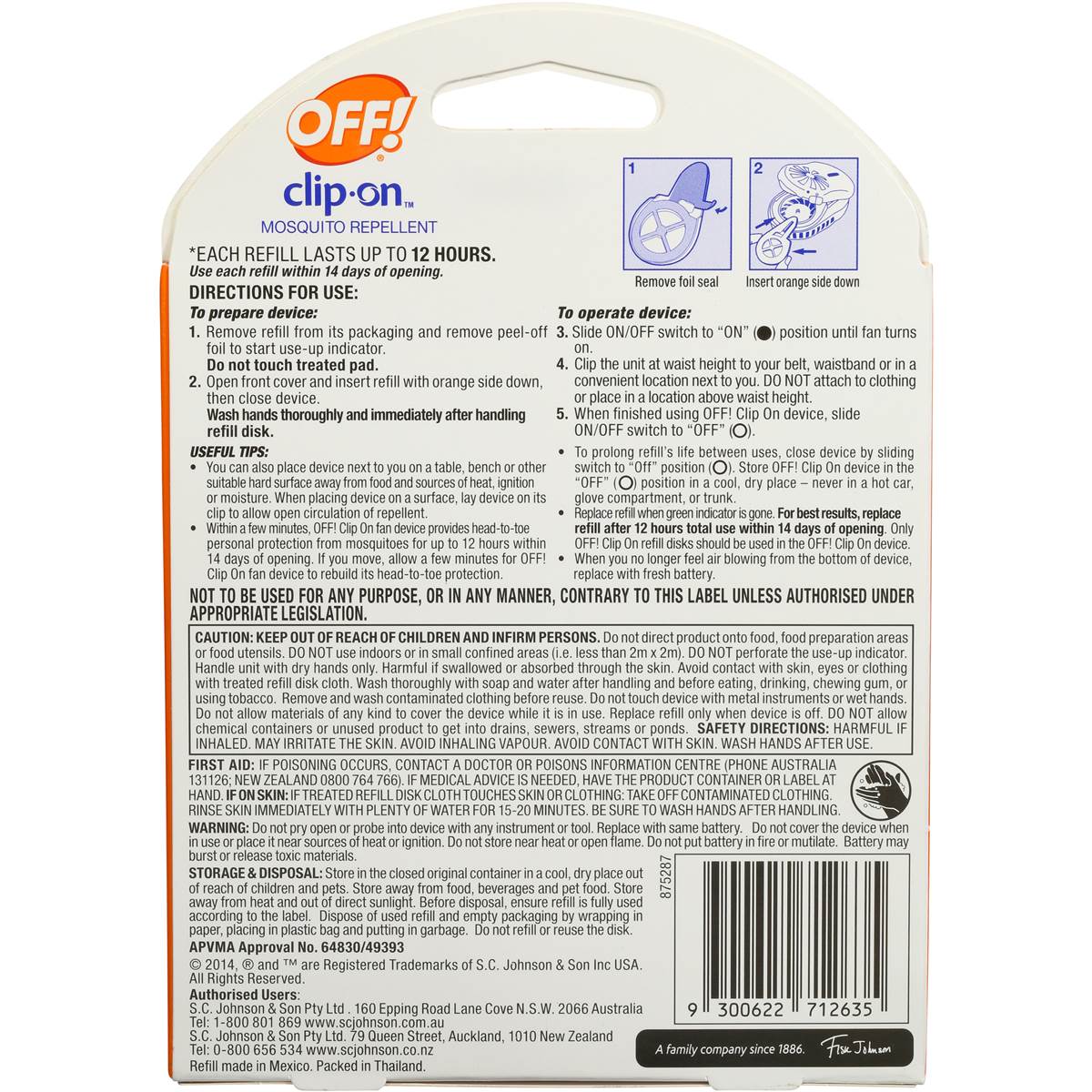 Off! Mosquito Repellent Refills Clip On 2 Pack Woolworths