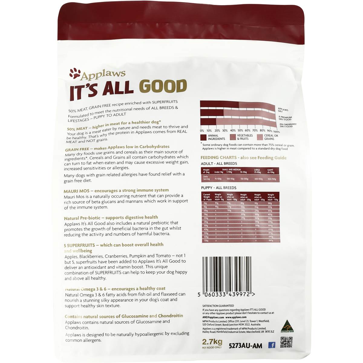Applaws It's All Good Dry Dog Food Lamb & Kangaroo 2.7kg Woolworths