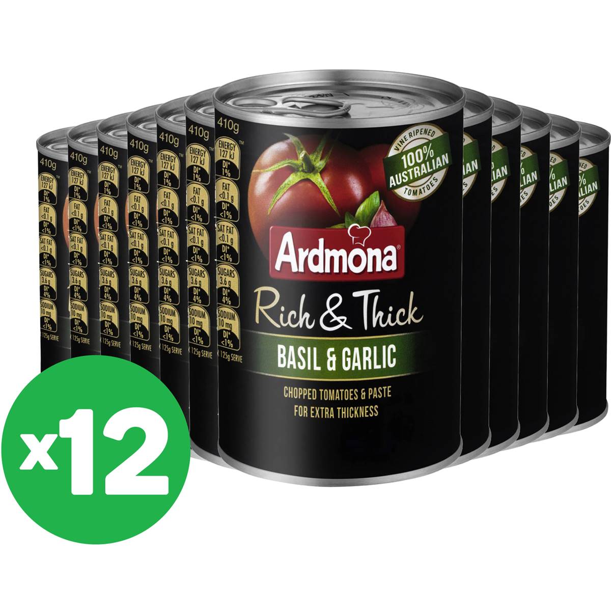 Ardmona Rich & Thick Basil & Garlic Tomatoes 410g X12 Bundle