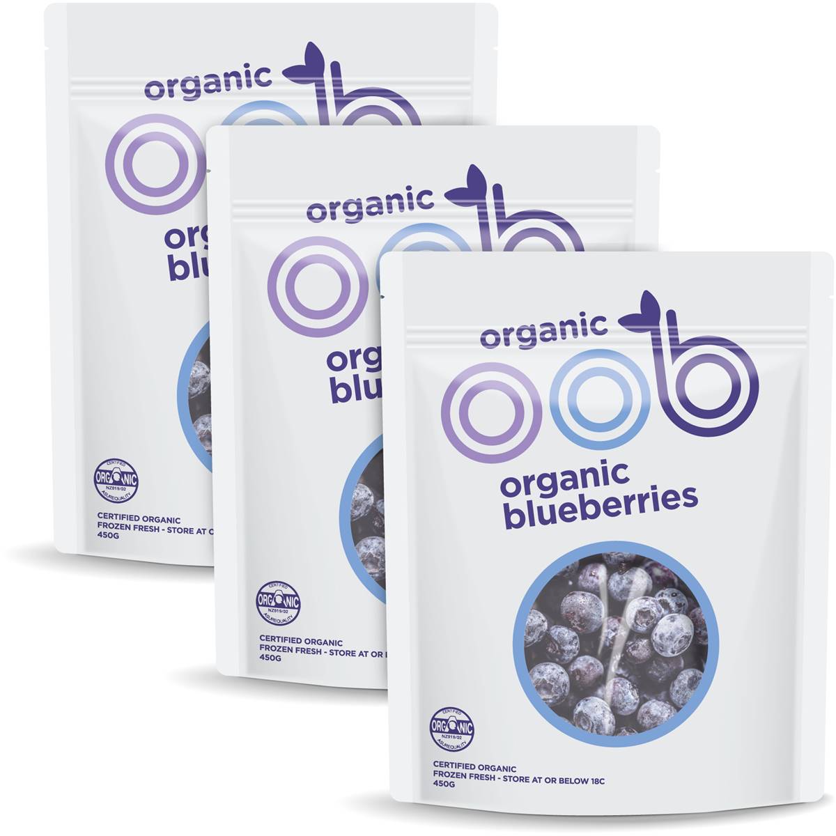 Oob Organic Frozen Blueberries 450g X3 Bundle Woolworths