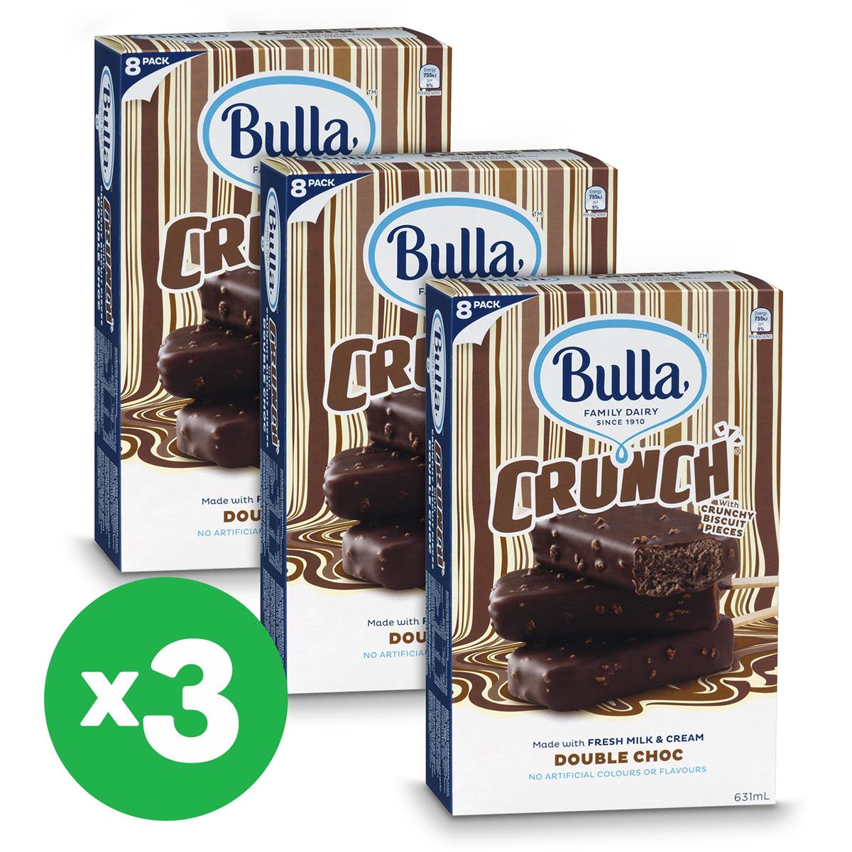 Bulla Crunch Ice Cream Double Choc 8pk X3 Bundle Woolworths Bulla Crunch Ice Cream Double Choc 8pk X3 Bundle Woolworths