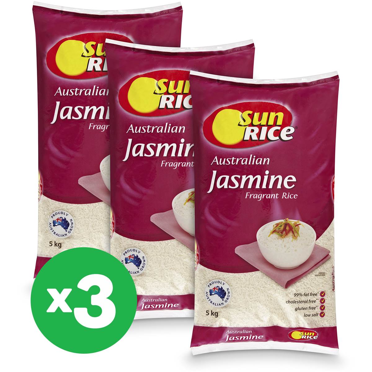 Sunrice Jasmine Thai Rice 5kg X3 Bundle