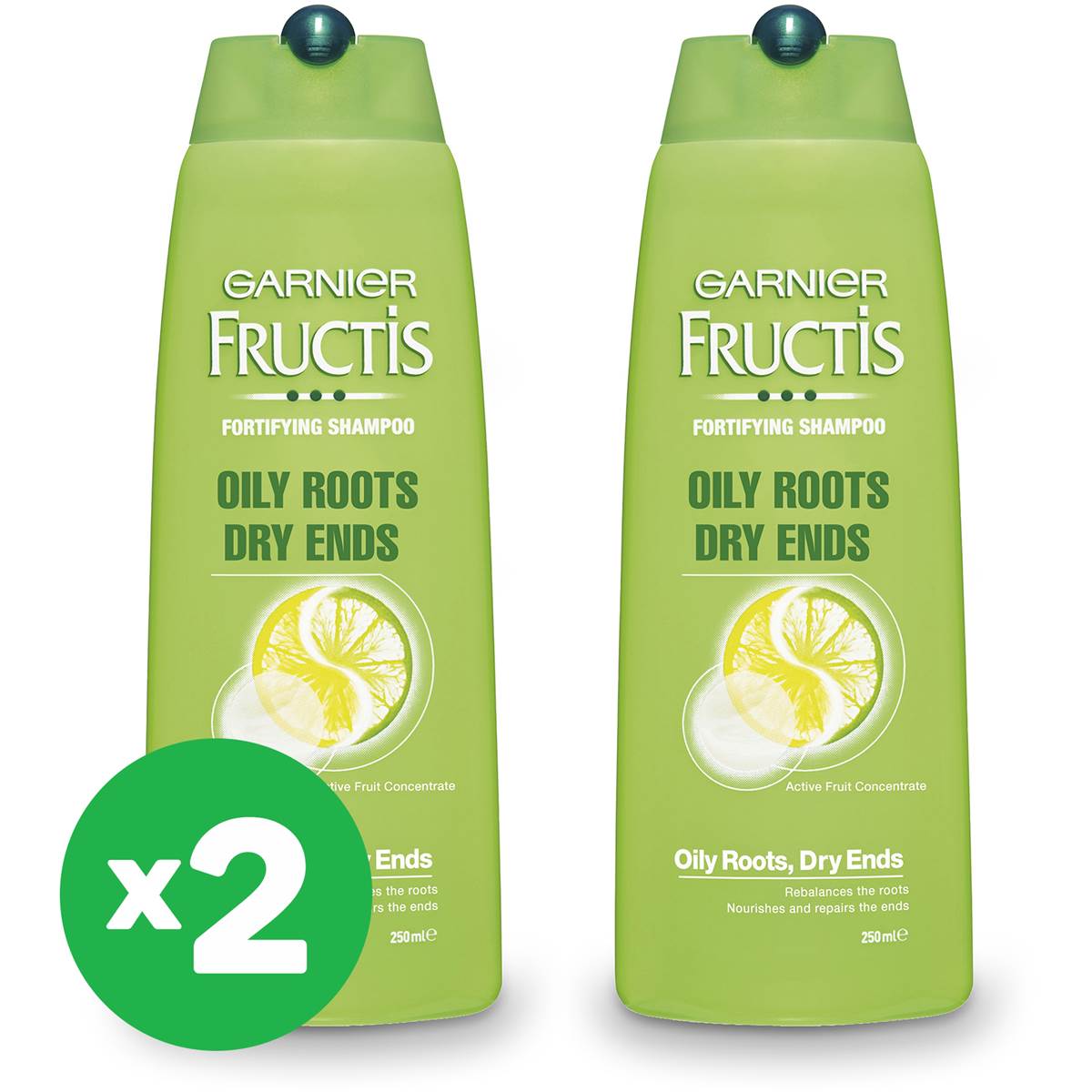 Garnier Fructis Shampoo Oily Roots Dry Ends 250ml X2 Bundle