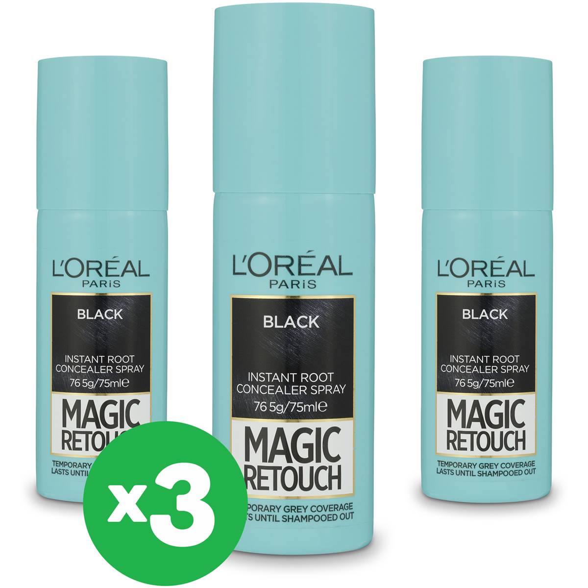 L'oreal Magic Retouch Regrowth Concealer Spray Black X3 Bundle