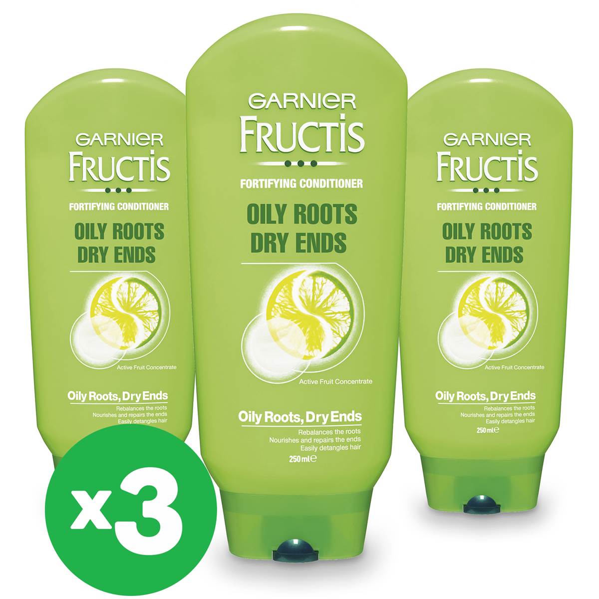 Garnier Fructis Conditioner Oily Roots Dry Ends 250ml X3 Bundle
