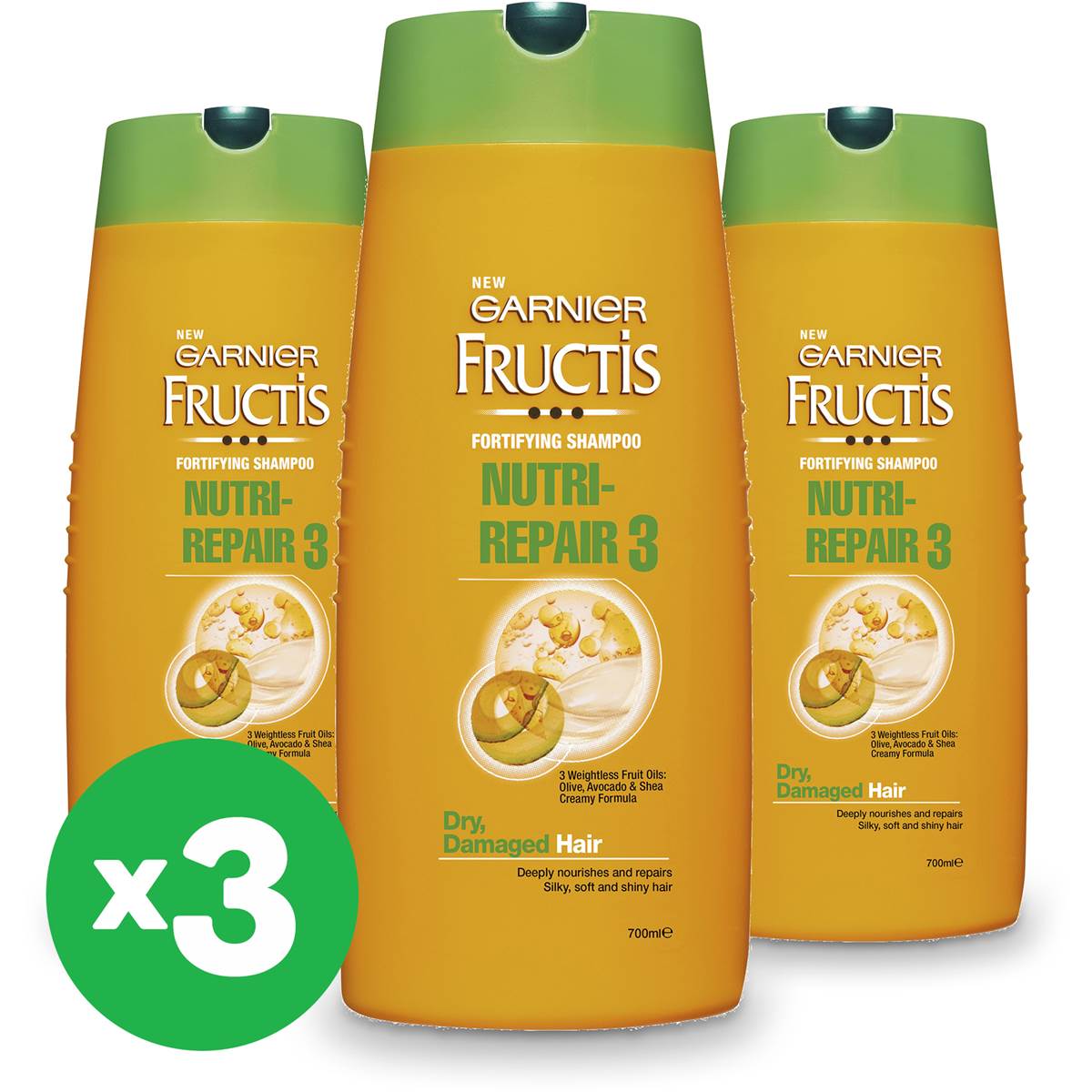Garnier Fructis Shampoo Nutri Repair3 700ml X3 Bundle