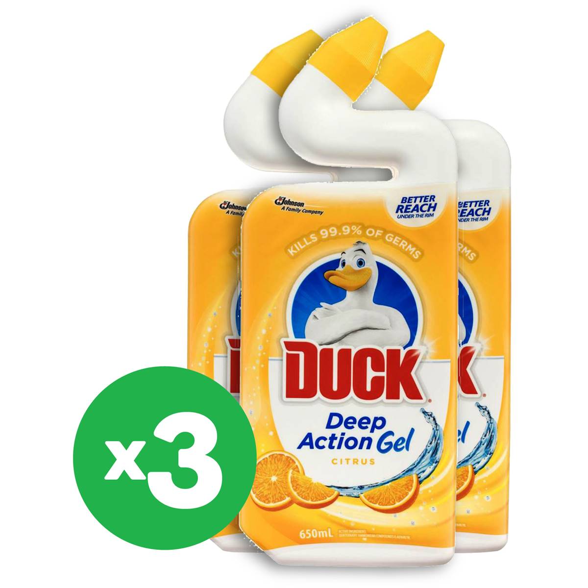 Duck Toilet Gel Citrus 650ml X3 Bundle