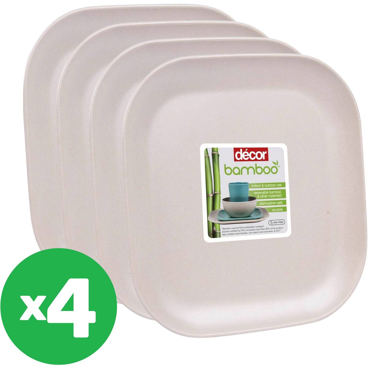 Bamboo Plate Set - Pebble X4 Bundle