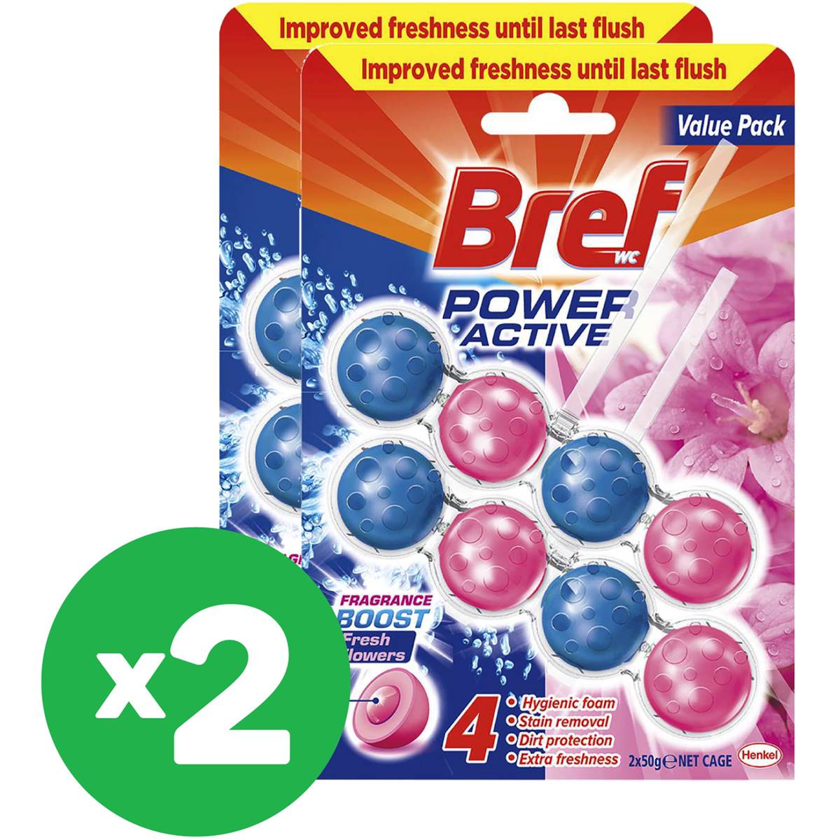Bref Flowers Active Toilet Cleaner 2 Pack X2 Bundle