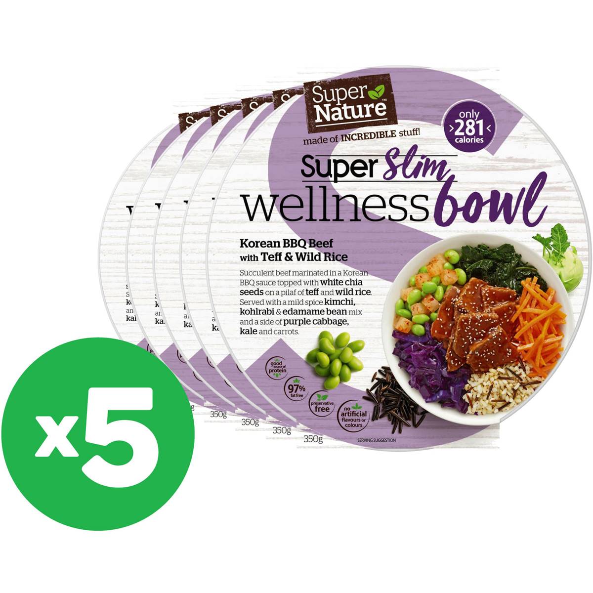 Super Nature Wellness Bowl Korean Bbq Beef 350g X5 Bundle Woolworths