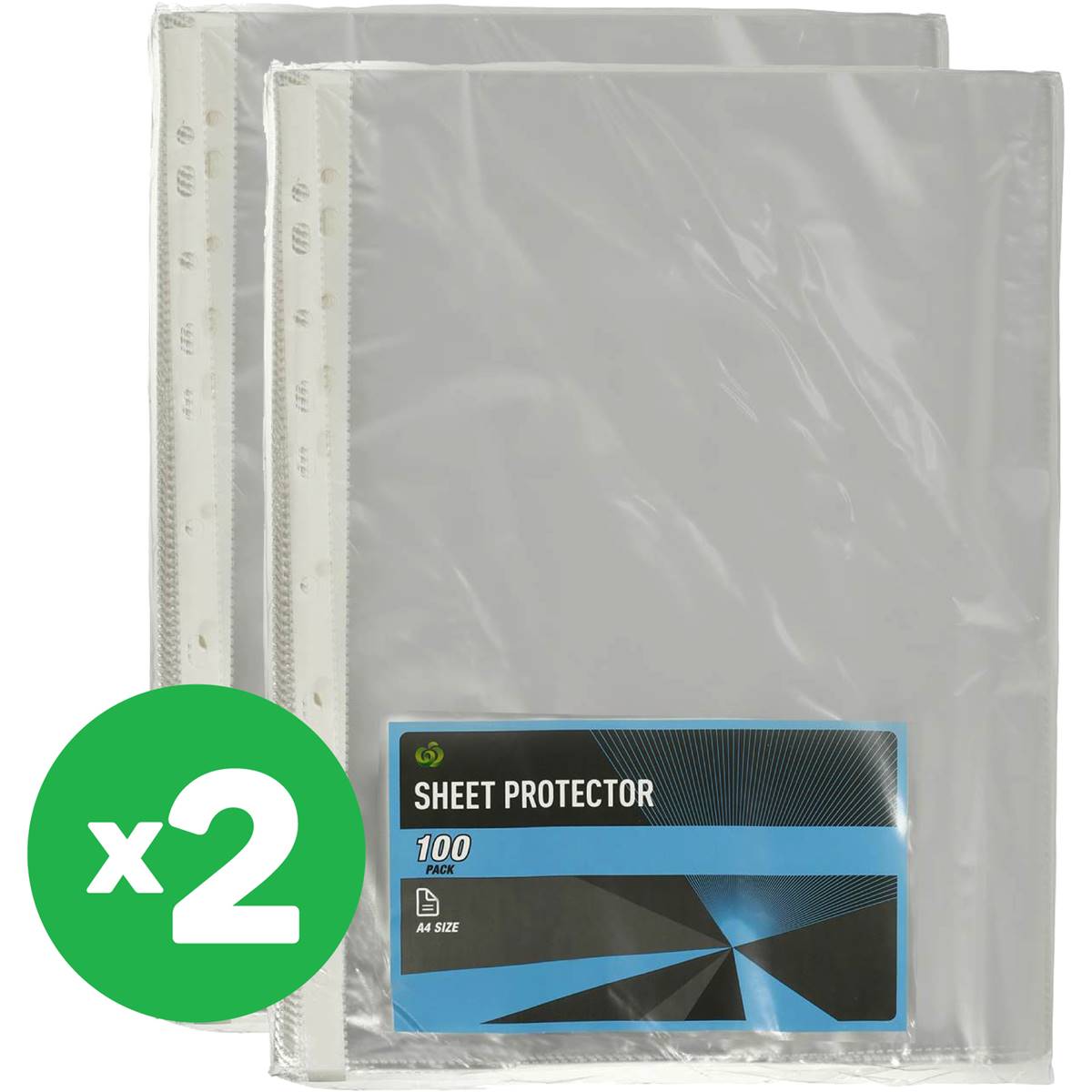 Woolworths Essentials Folder A4 Sheet Protector 100 Pack X2 Bundle