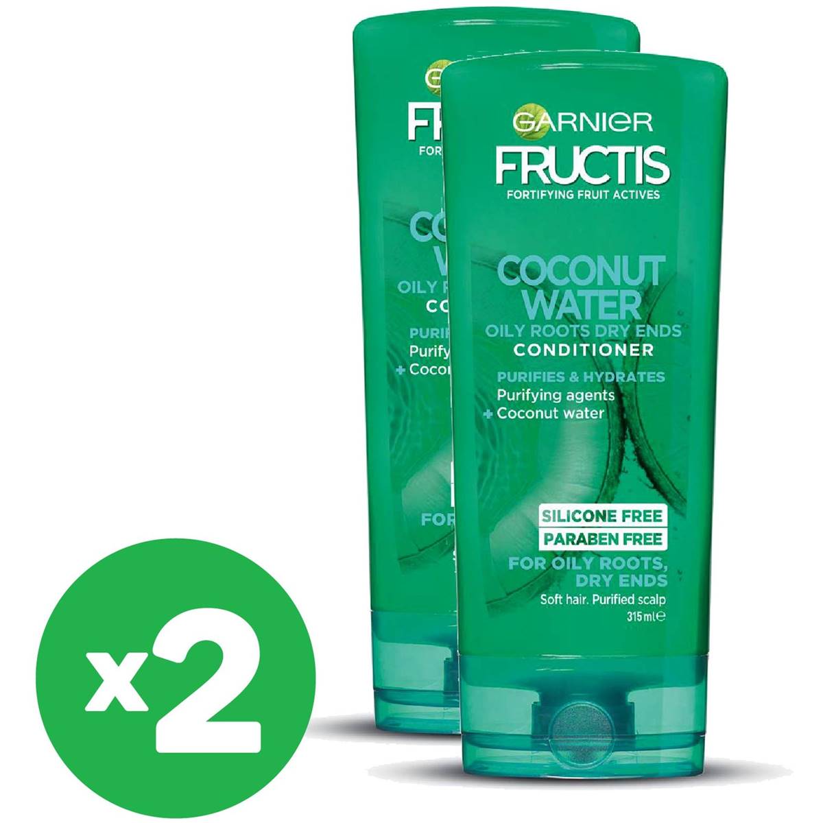 Garnier Fructis Coconut Water Conditioner 315ml X2 Bundle
