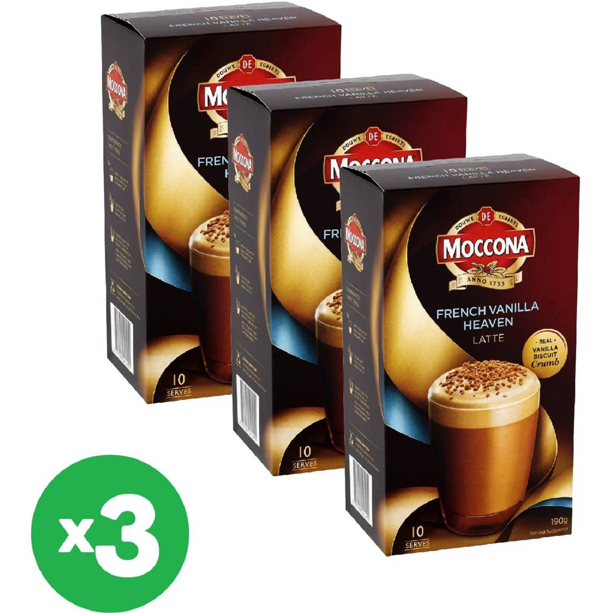 Moccona French Vanilla Heaven Latte 10 Pack X3 Bundle