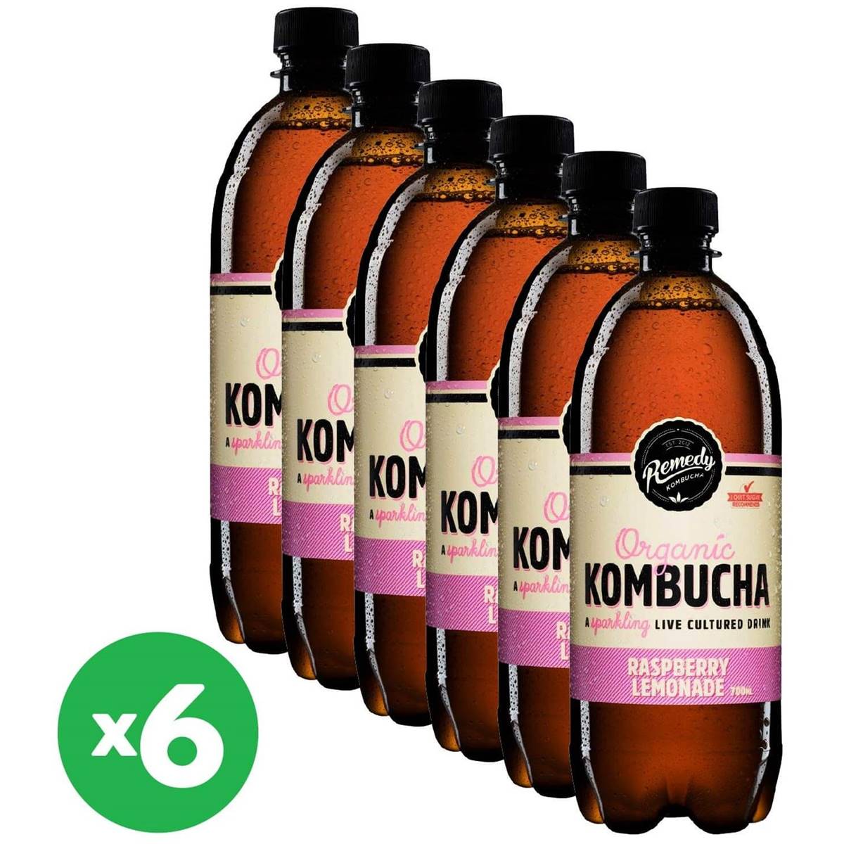 Remedy Kombucha Raspberry Lemonade 700ml X6 Bundle