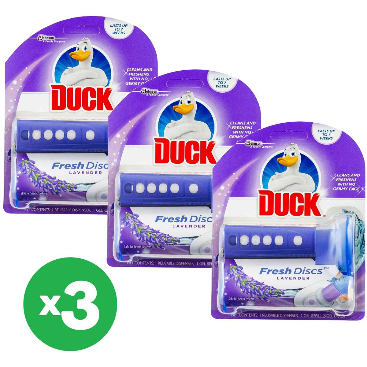 Duck Toilet Fresh Disc Lavender 36ml X3 Bundle