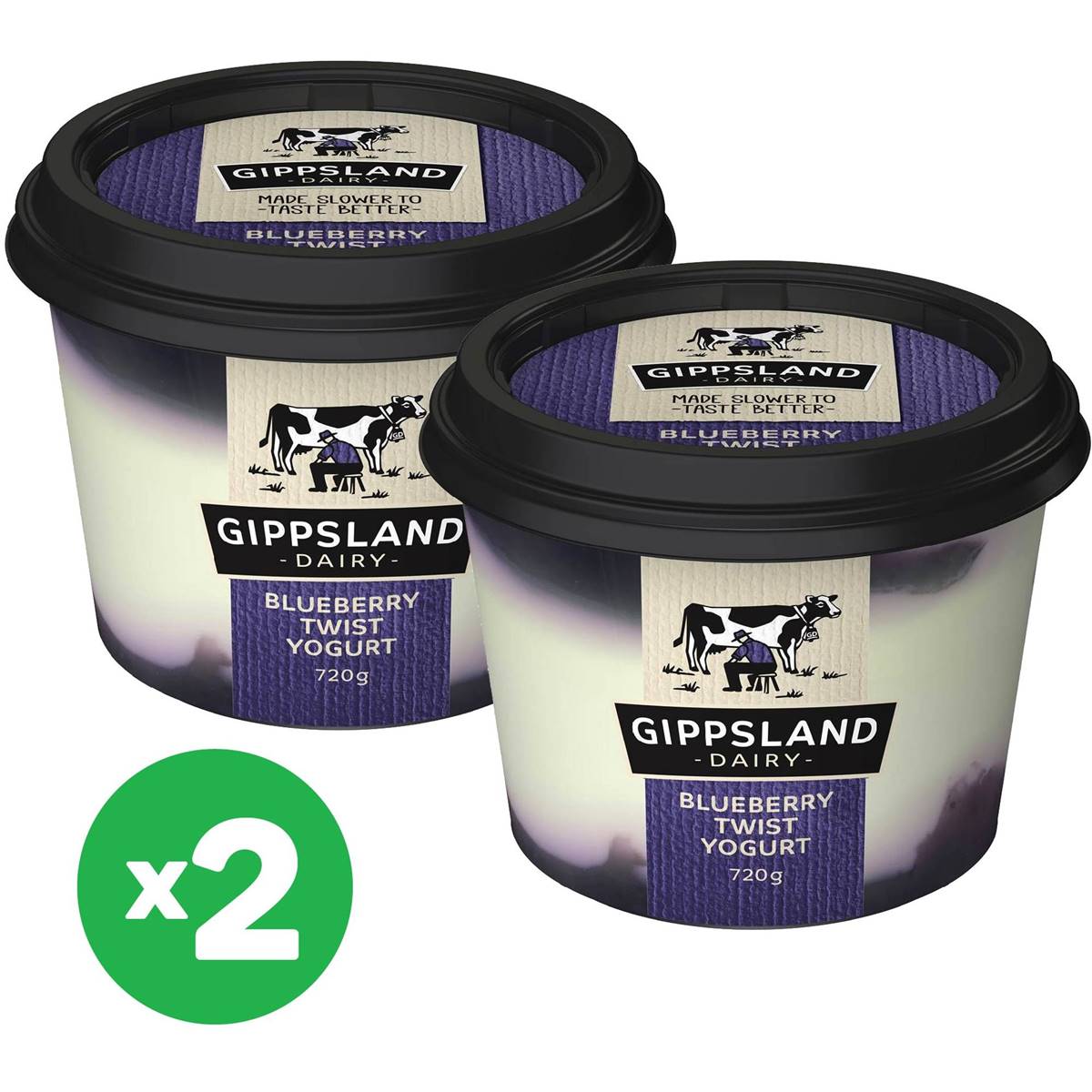 Gippsland Dairy Twist Blueberry Yoghurt 720g X2 Bundle
