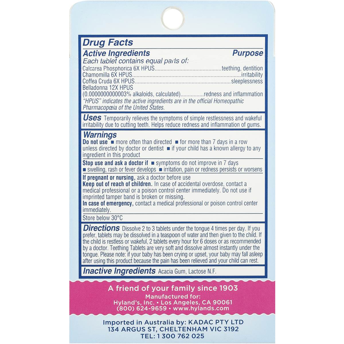 Hylnds Bby Teethng Tablets 135pk Woolworths