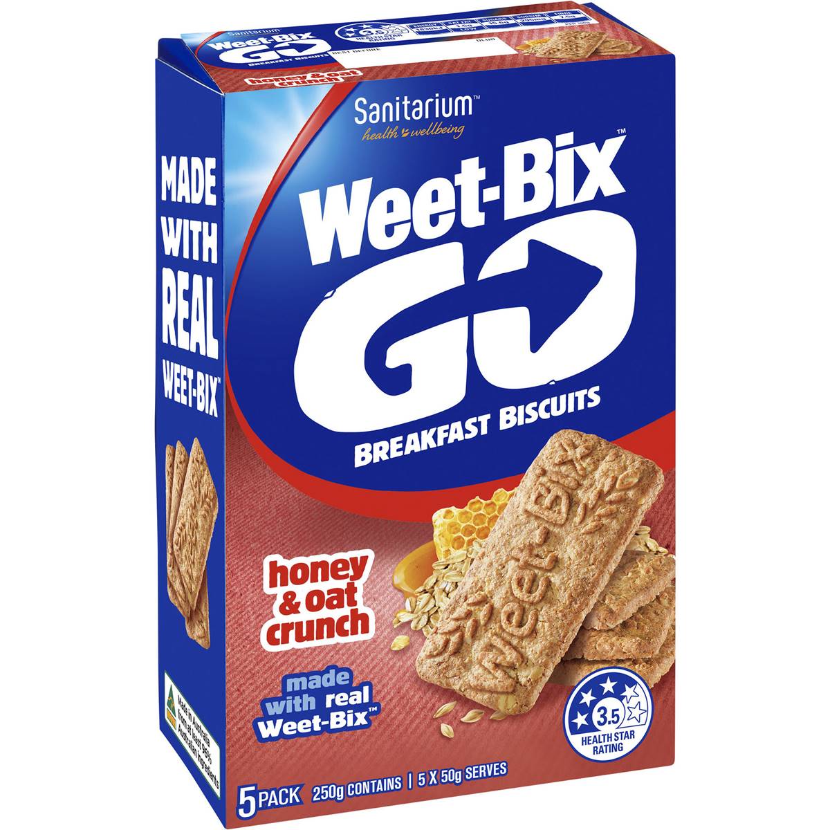 Weet Bix Go Honey & Oat Crunch Breakfast Biscuits 50g X5 Pack Woolworths