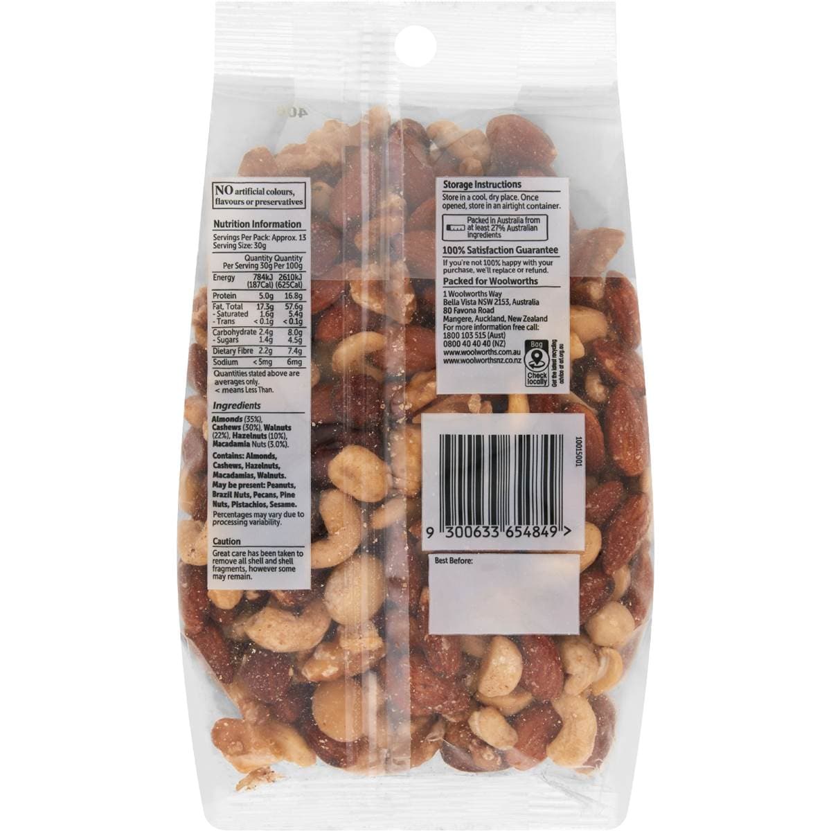 Woolworths Nut Mix Natural Premium 400g Woolworths