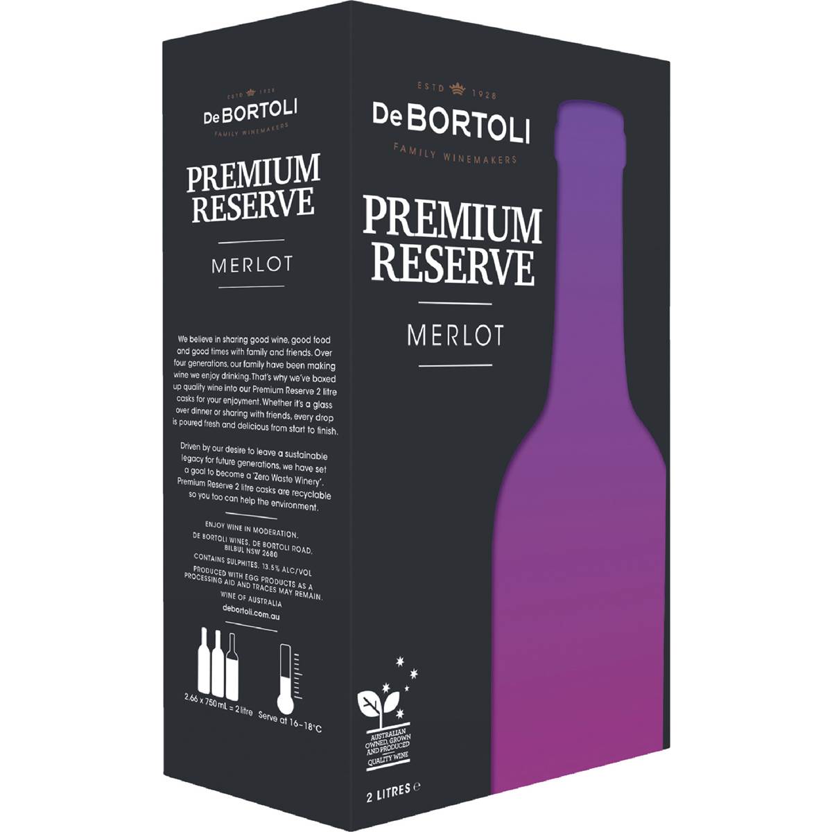 De Bortoli Premium Reserve Cask Wine Merlot 2l Woolworths