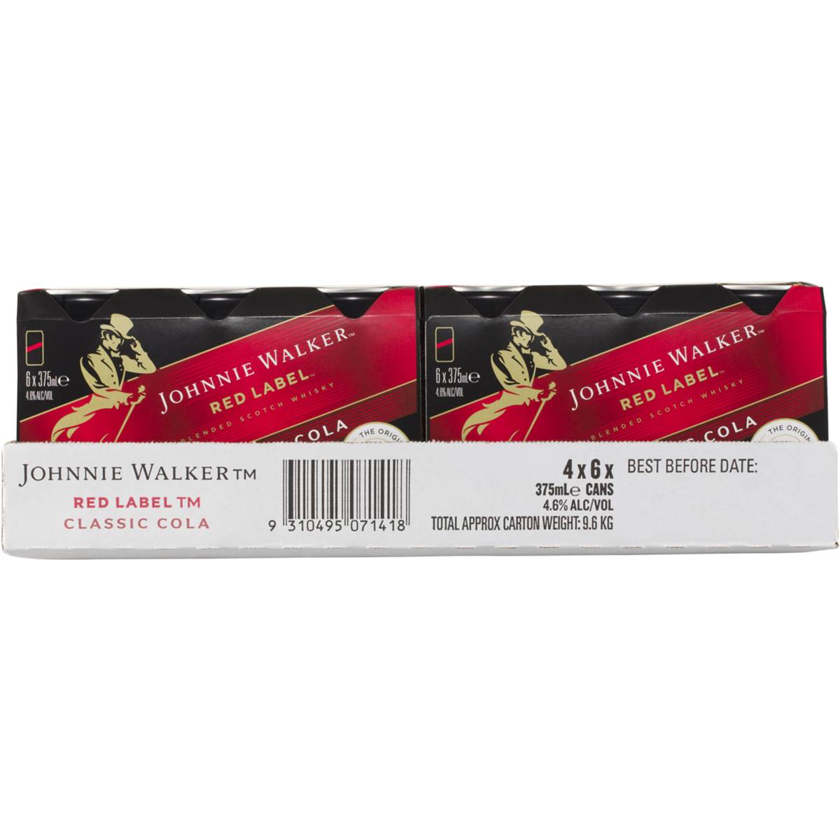 Johnnie Walker Red Label Whisky & Cola Cans 375ml X24 Case | Woolworths