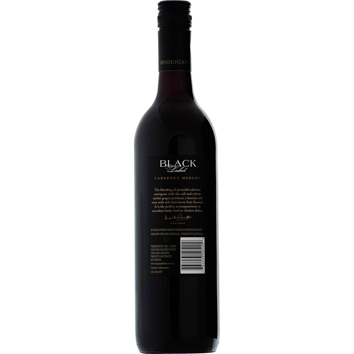 Mcguigan Cabernet Merlot Black Label 750ml Woolworths 6728