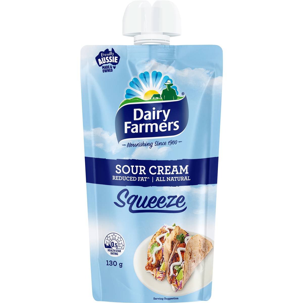 Dairy Farmers Sour Cream Squeeze Pouch 130g
