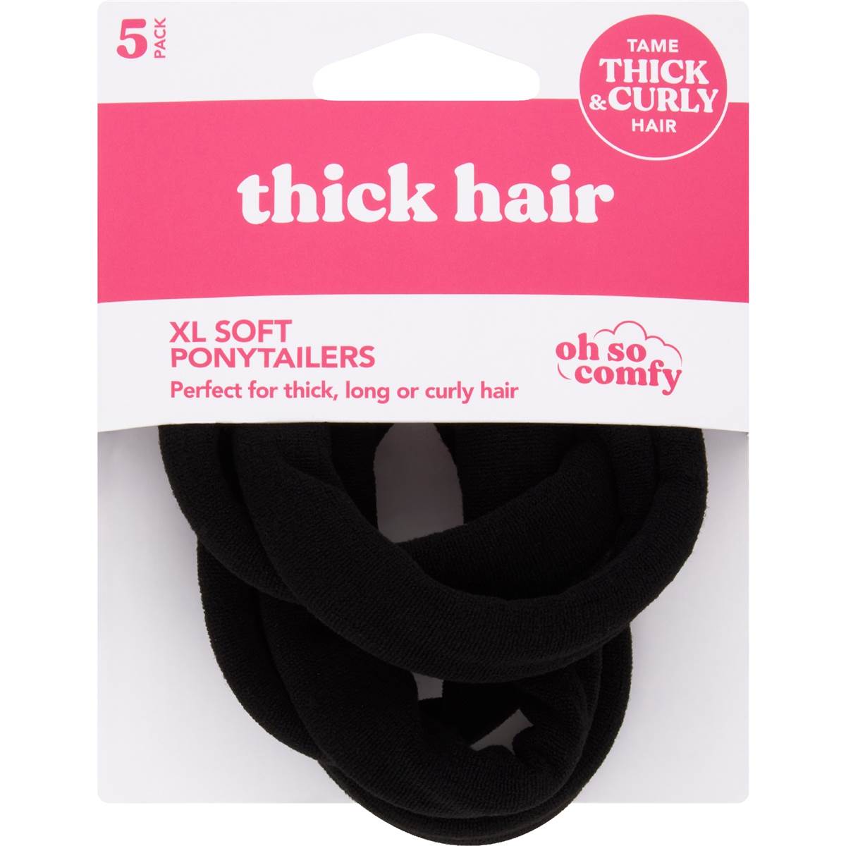 Thick Hair Soft Ponytailers XL 5 pack